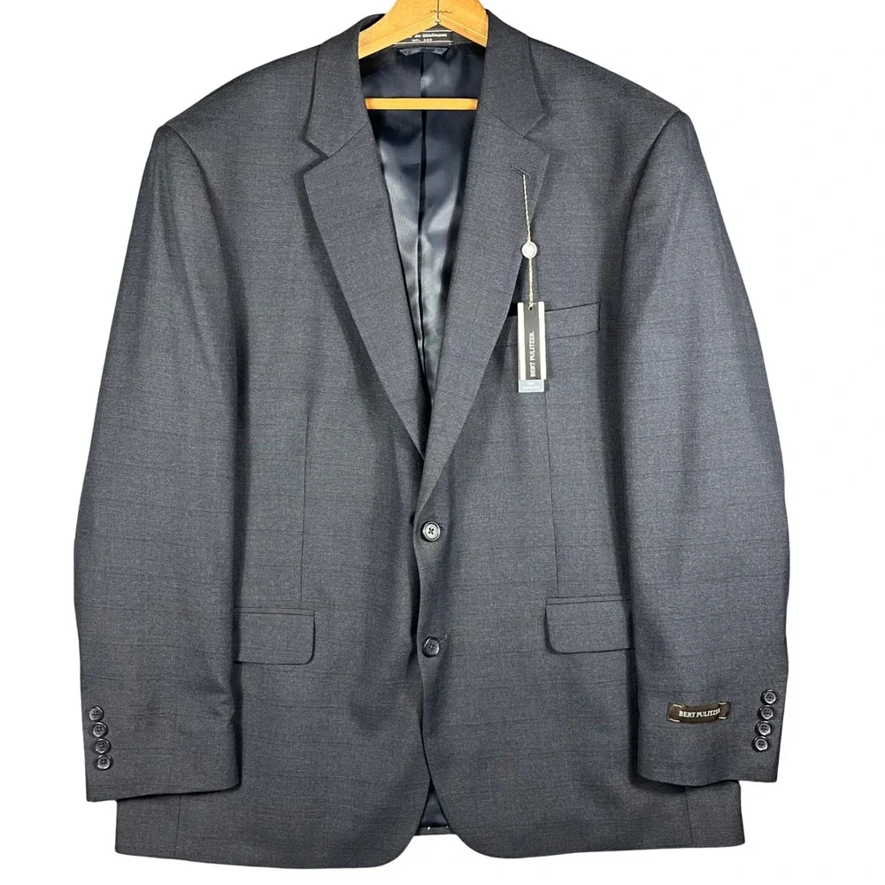 Bert Pulitzer Blazer Mens 48R Charcoal Gray Classic Fit Wrinkle Resistant NWT